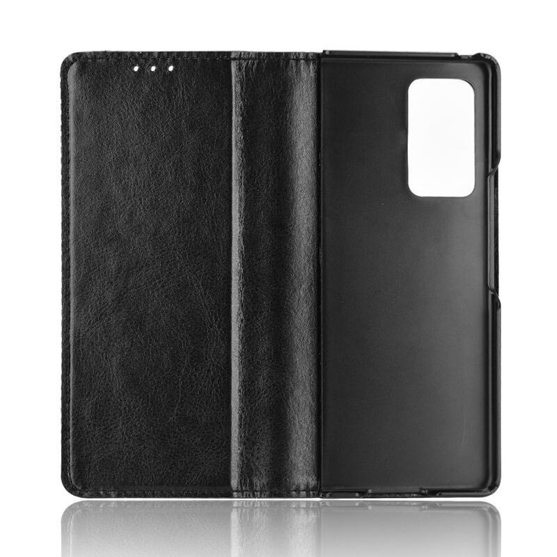 Dekor PU bőr tok a Samsung Galaxy Z Fold2 5G készülékhez - fekete