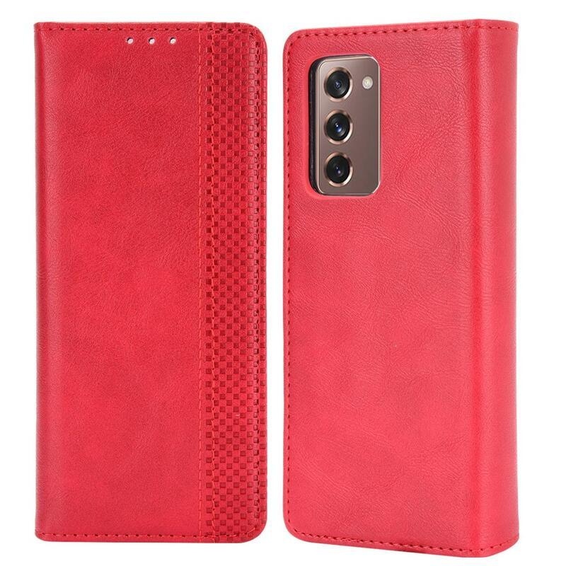 Dekor PU bőr tok a Samsung Galaxy Z Fold2 5G készülékhez - piros