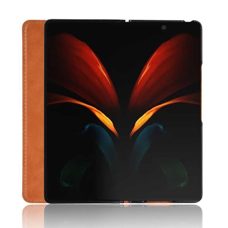 Dekor PU bőr tok a Samsung Galaxy Z Fold2 5G készülékhez - barna