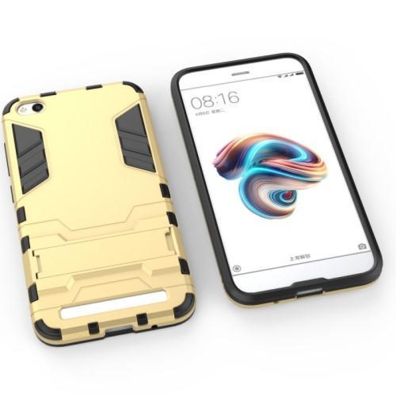 Defender tartós hibrid tok állvánnyal a Xiaomi Redmi 5A számára - arany színben
