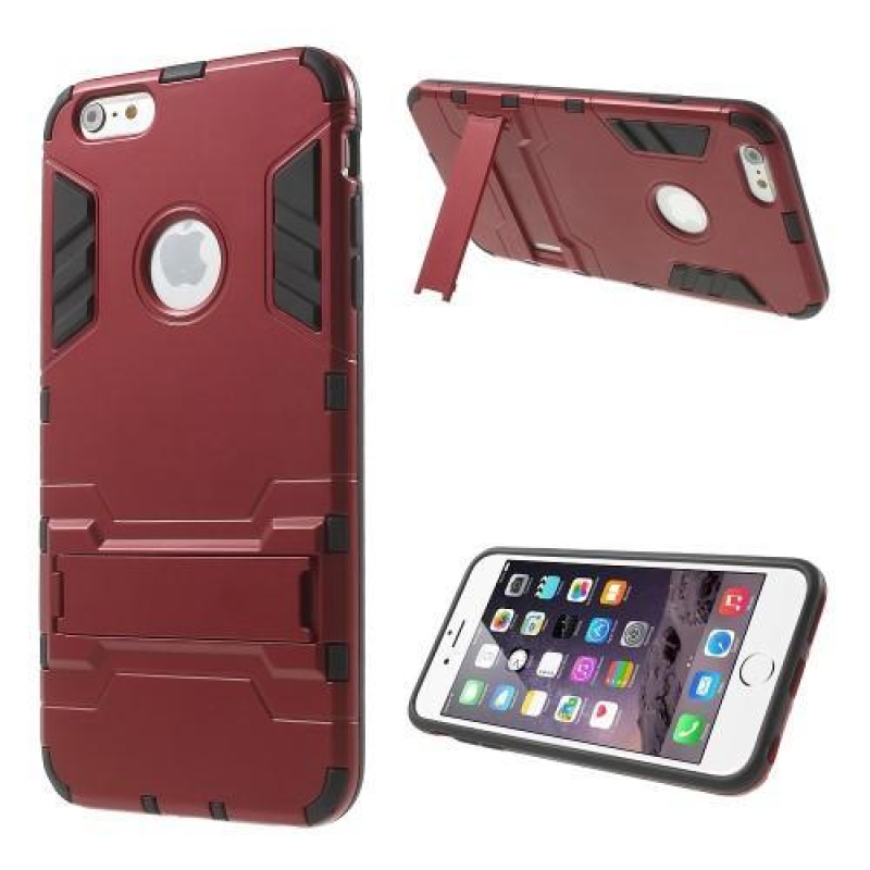 Defender tartós tok állvánnyal iPhone 6s Plus és 6 Plus készülékhez - piros