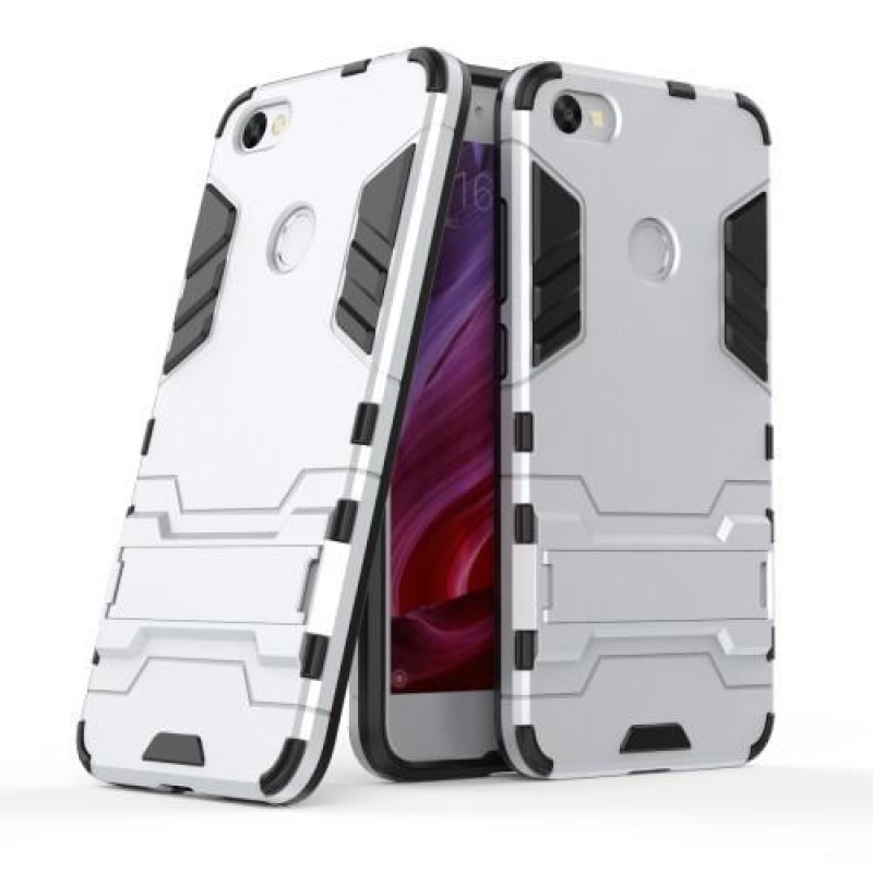 Defender tartós tok állvánnyal Xiaomi Redmi Note 5A Prime készülékhez - ezüst színű