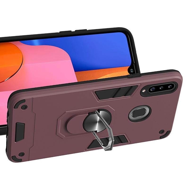 Levehető tartós hibrid tok Samsung Galaxy A20s készülékhez - bordó színben