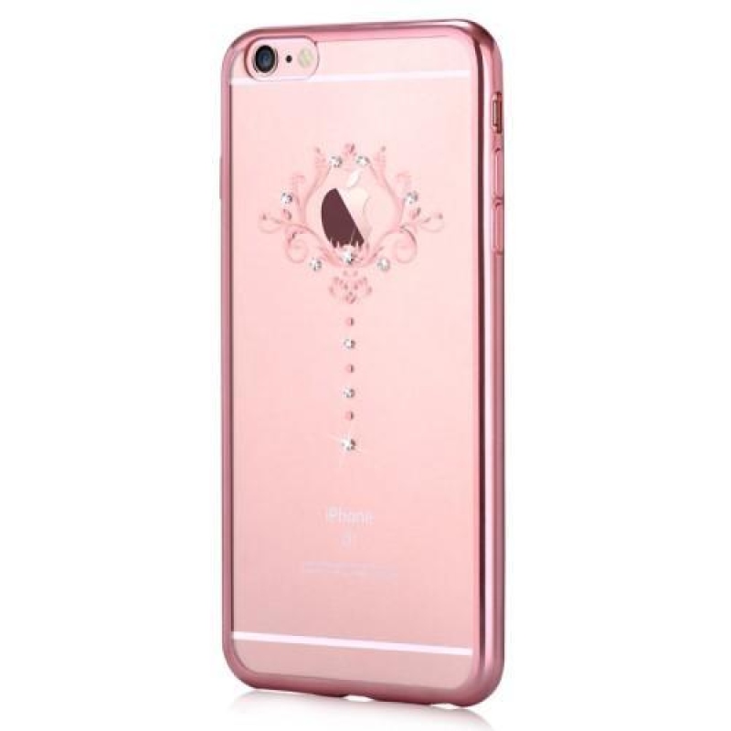 Devi zselés tok Swarovski kristállyal iPhone 6s Plus és 6 Plus készülékhez - írisz/rózsaarany