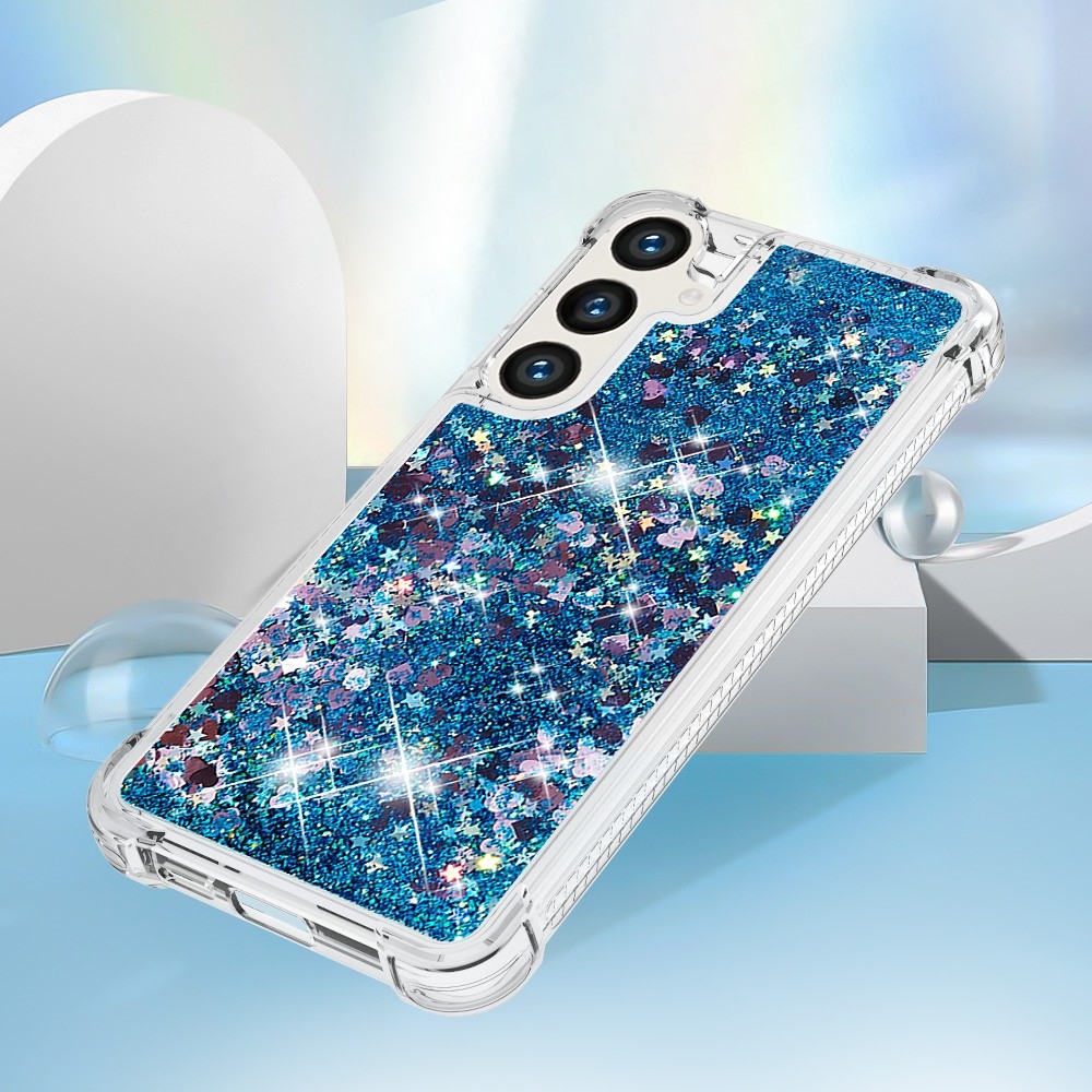 Glitter homokóra zselés tok Samsung Galaxy S24+ - kék/szív