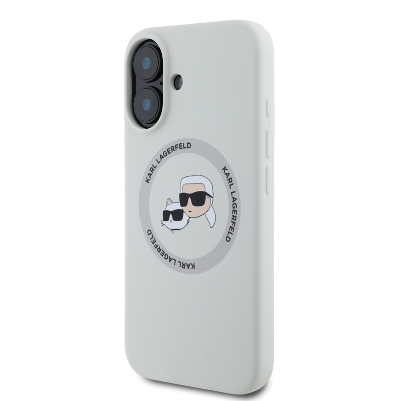Karl Lagerfeld Liquid Silicone K&CH Heads MagSafe hátlapi borító iPhone 16 bézs színűre