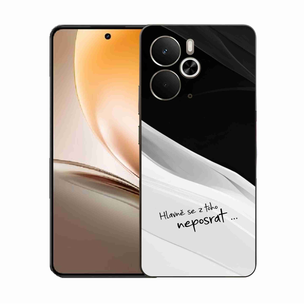 Gél borító mmCase a Realme 14 5G készülékhez - vicces szöveg 13 fehér és fekete háttérrel