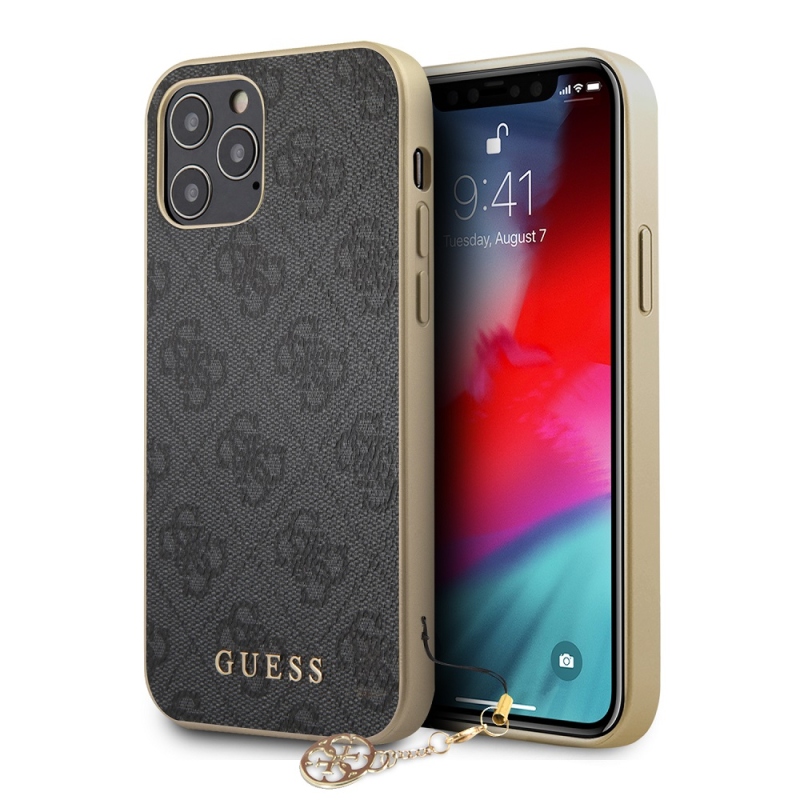 Guess 4G Charms hátlap iPhone 12/12 Pro 6.1 szürke iPhone 12/12 Pro 6.1 szürke borítóhoz
