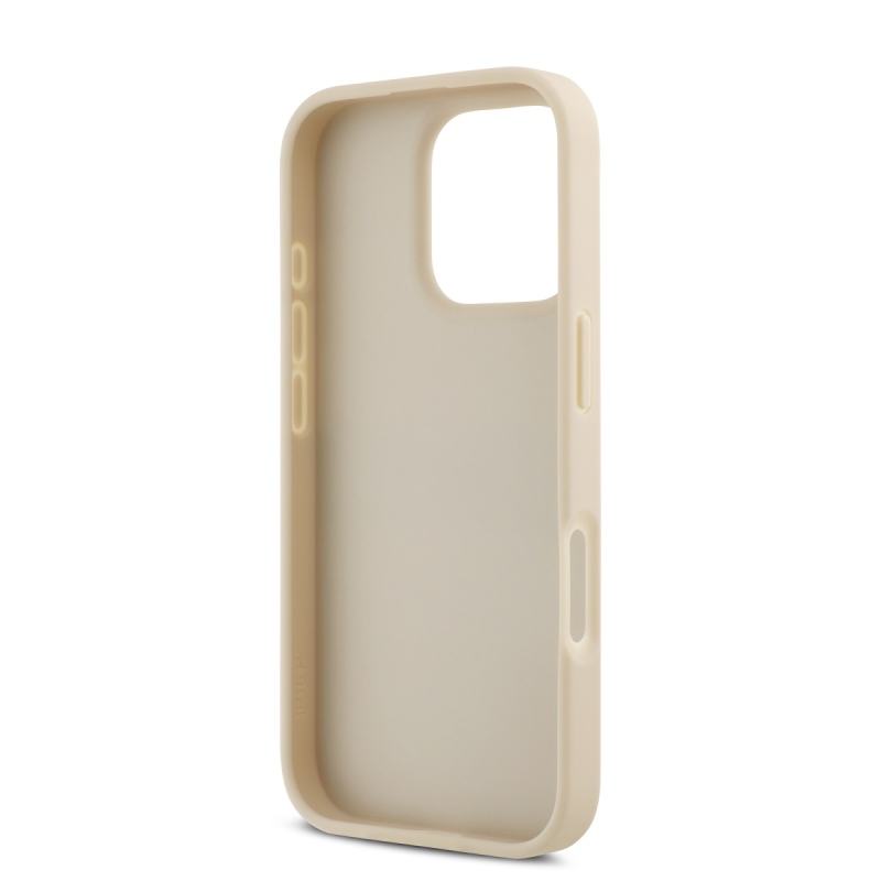 DKNY PU bőr ismétlődő mintás tonális csíkos hátsó borító iPhone 16 Pro Max rózsaszínhez