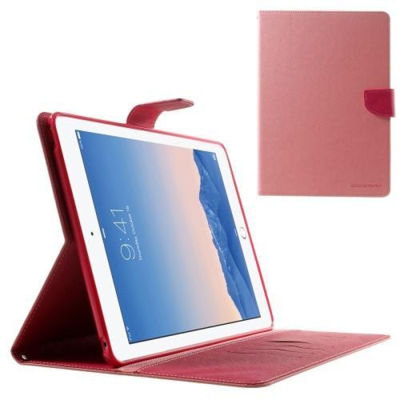 Napló PU bőr tok iPad Air 2 készülékhez - rózsaszín