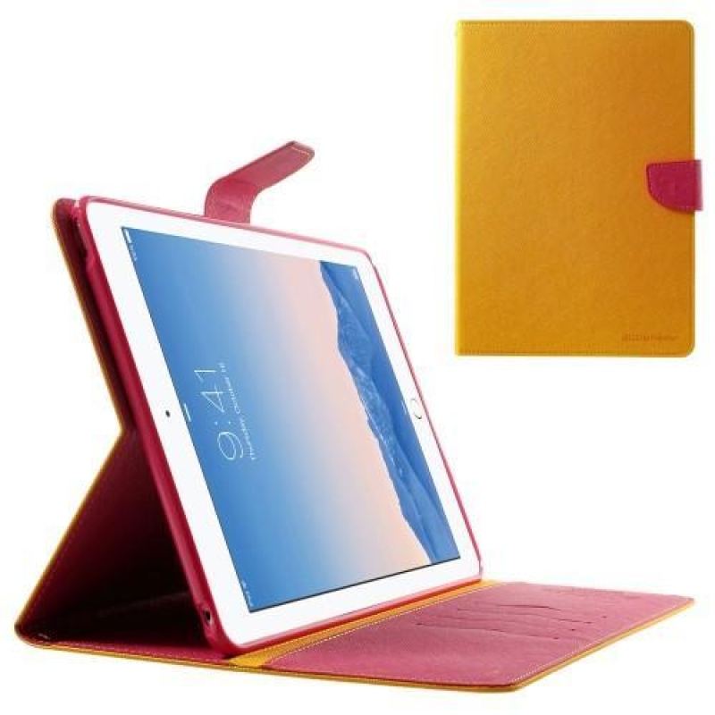 Napló PU bőr tok iPad Air 2 készülékhez - sárga-narancs színű