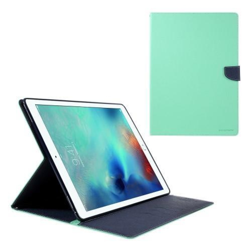 Napló PU bőr tok iPad Pro 12.9 készülékhez - cián színű