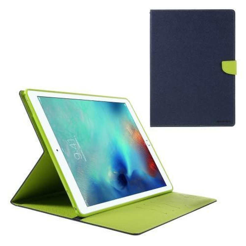 Napló PU bőr tok iPad Pro 12.9 készülékhez - sötétkék