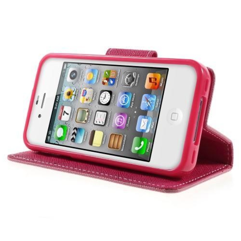 Napló PU bőr tok iPhone 4s és 4 készülékhez - rózsaszín
