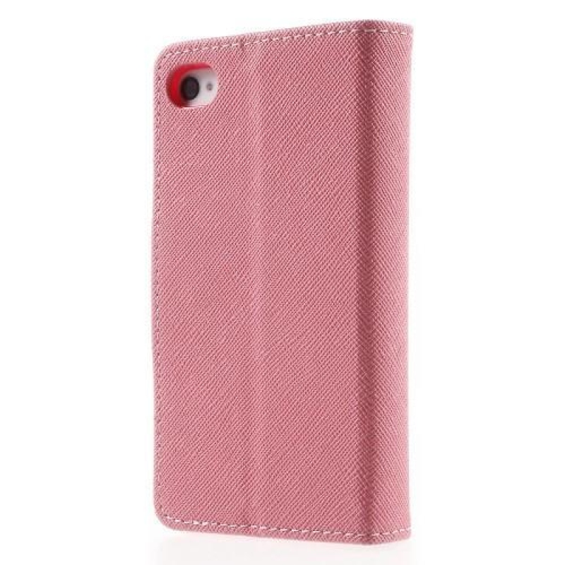 Napló PU bőr tok iPhone 4s és 4 készülékhez - rózsaszín