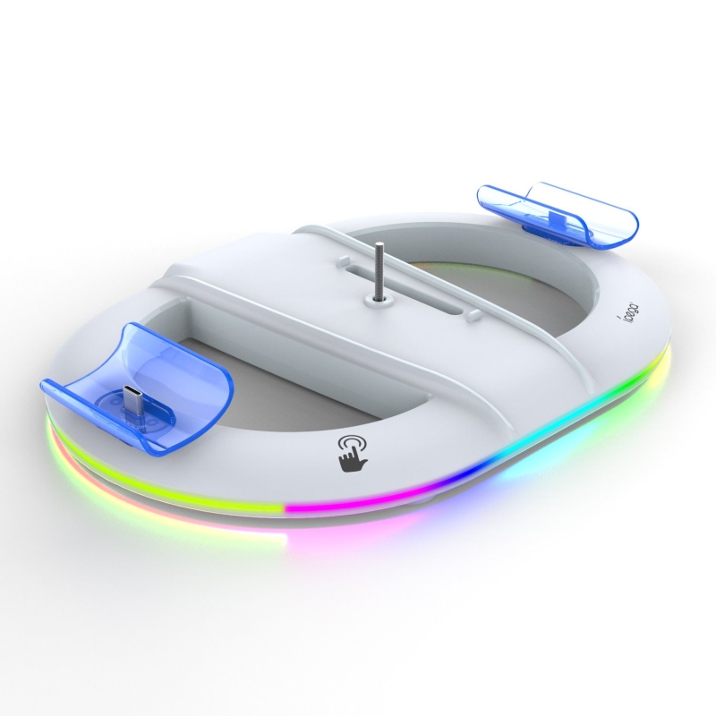iPega P5S045 Függőleges töltőállvány RGB-vel PS5/PS5 Slim fehér színhez