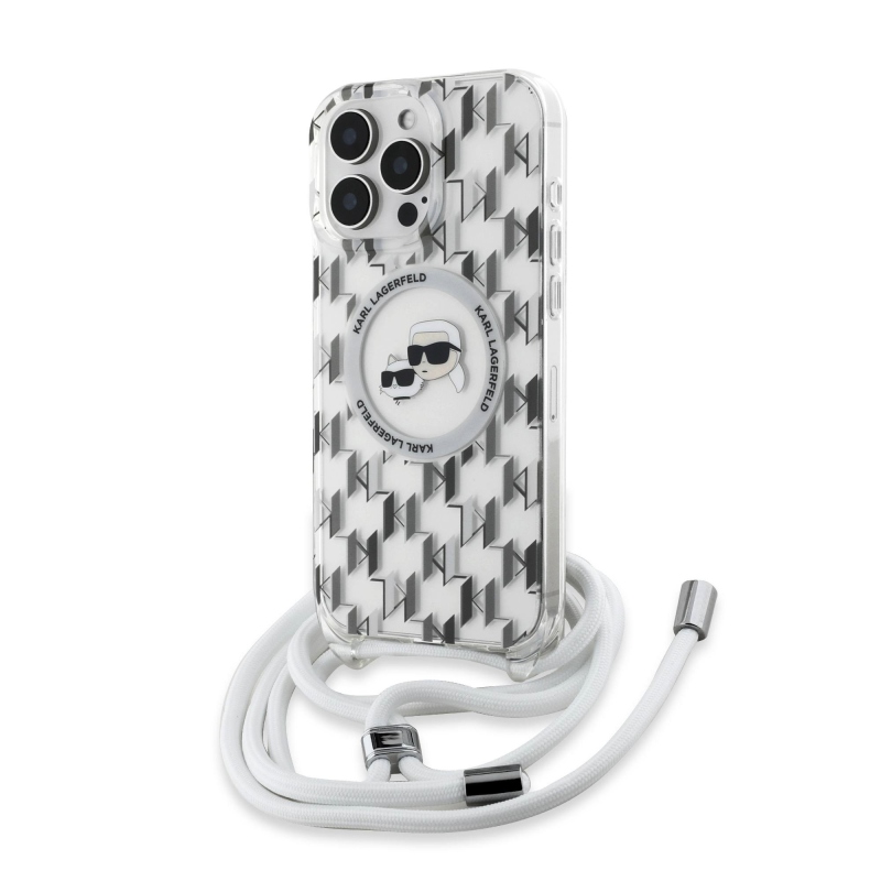 Karl Lagerfeld IML Monogram Kereszttest K&CH Heads MagSafe hátlap iPhone 16 Pro átlátszóhoz