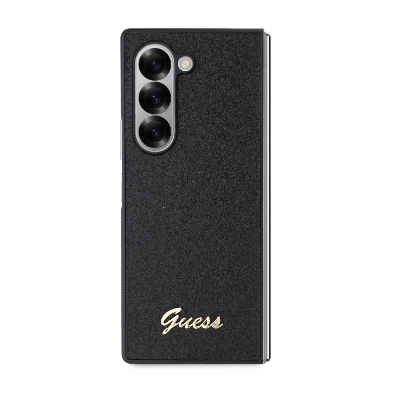 Guess PC/TPU Glitter Flakes Metal Logo hátlap Samsung Galaxy Z Fold 6 Fekete fekete