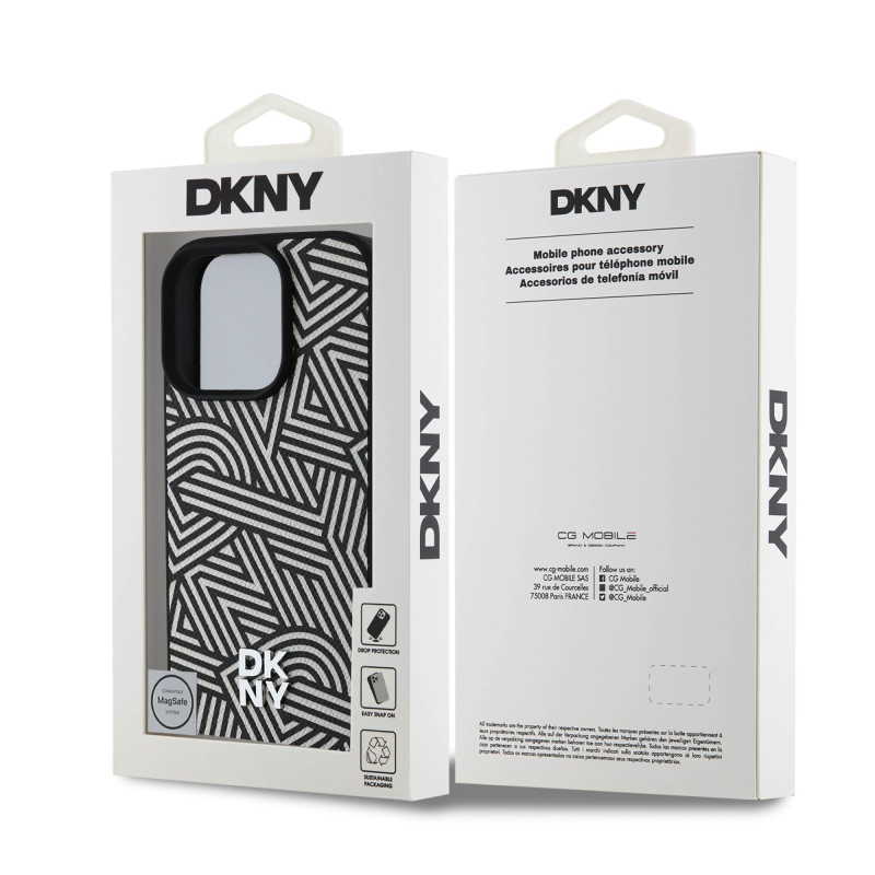 DKNY PU bőr Crosswalk mintás Magsafe hátlap iPhone 16 Pro elefántcsonthoz