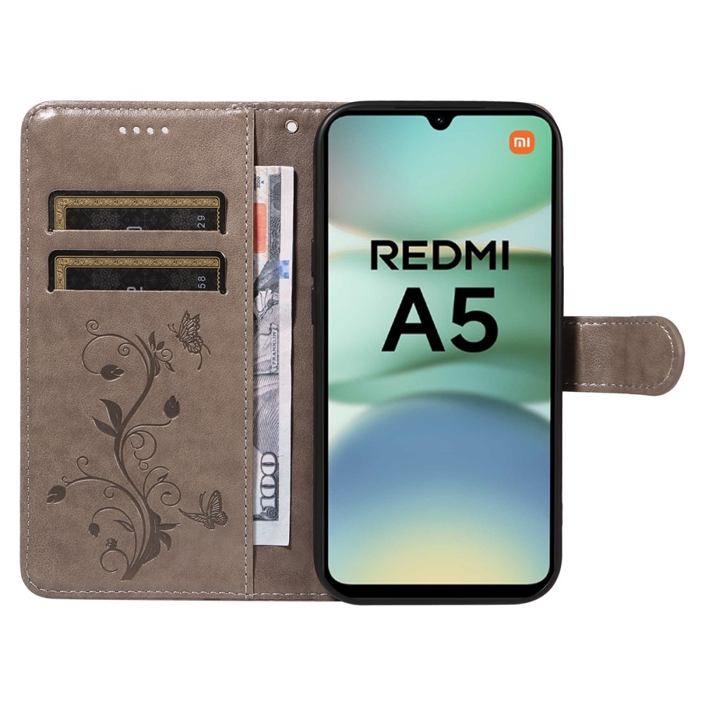 Virágok könyv tok Xiaomi Redmi A5 (173.45x79.35x8.45mm) - szürke