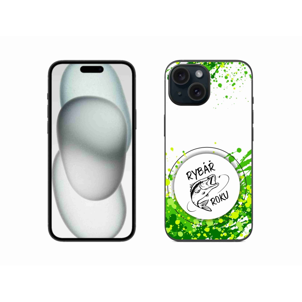 Zselés borító mmCase iPhone 15 készülékhez - Az év halászának fehér háttere