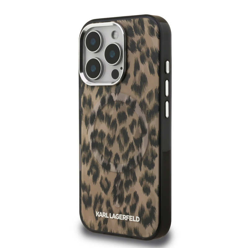 Karl Lagerfeld IML Leopard Leopard MagSafe hátlap iPhone 16 Pro Max barna színű készülékhez