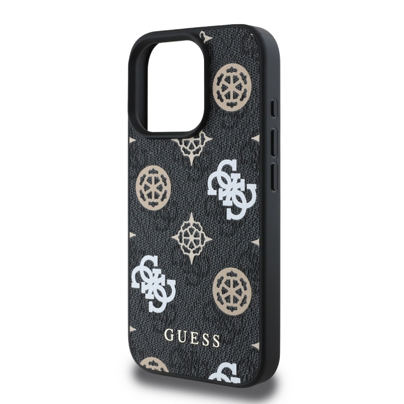 Guess PU 4G Peony MagSafe hátlap az iPhone 16 Pro-hoz Fekete