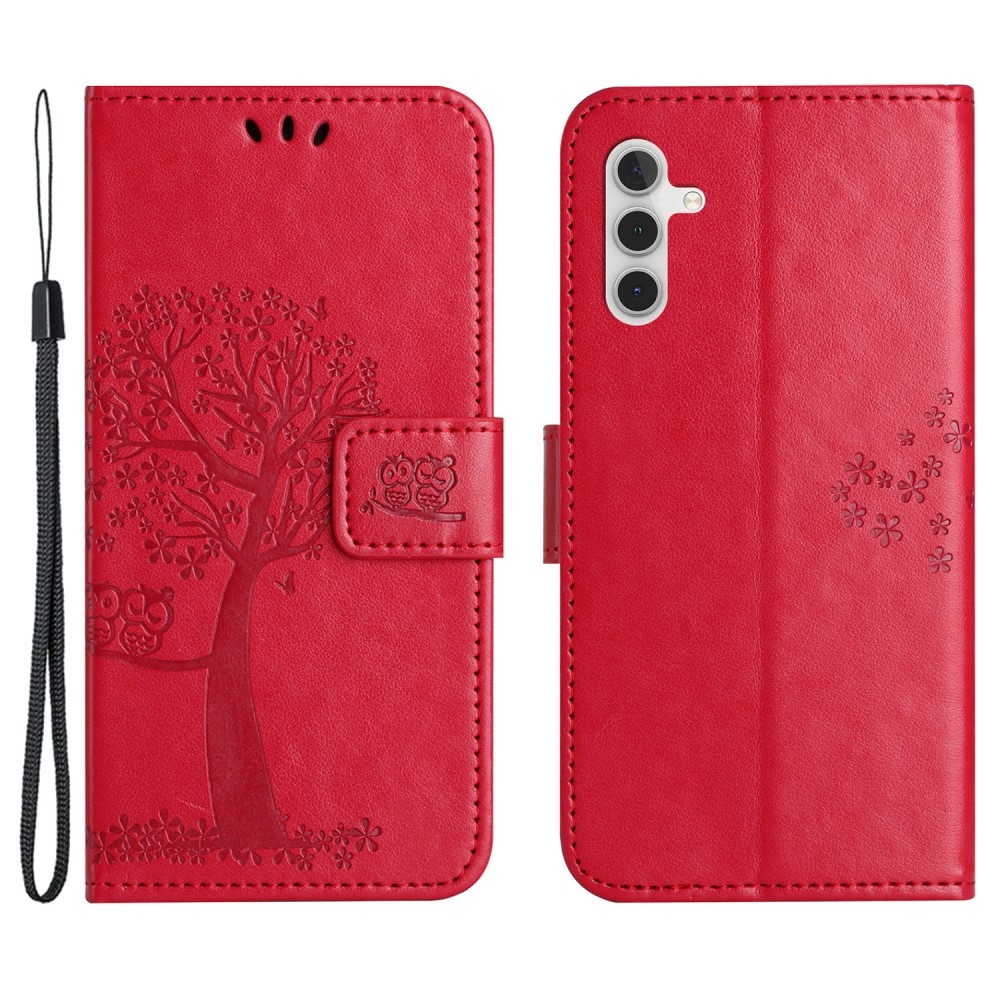Fás könyv tok Samsung Galaxy S24+/S25+ készülékhez - piros