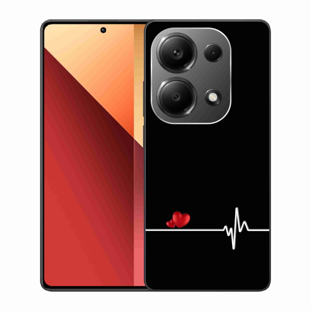 Gél borítás mmCase a Xiaomi Redmi Note 13 Pro 4G/Poco M6 Pro számára - szív és szívverés fekete háttérrel