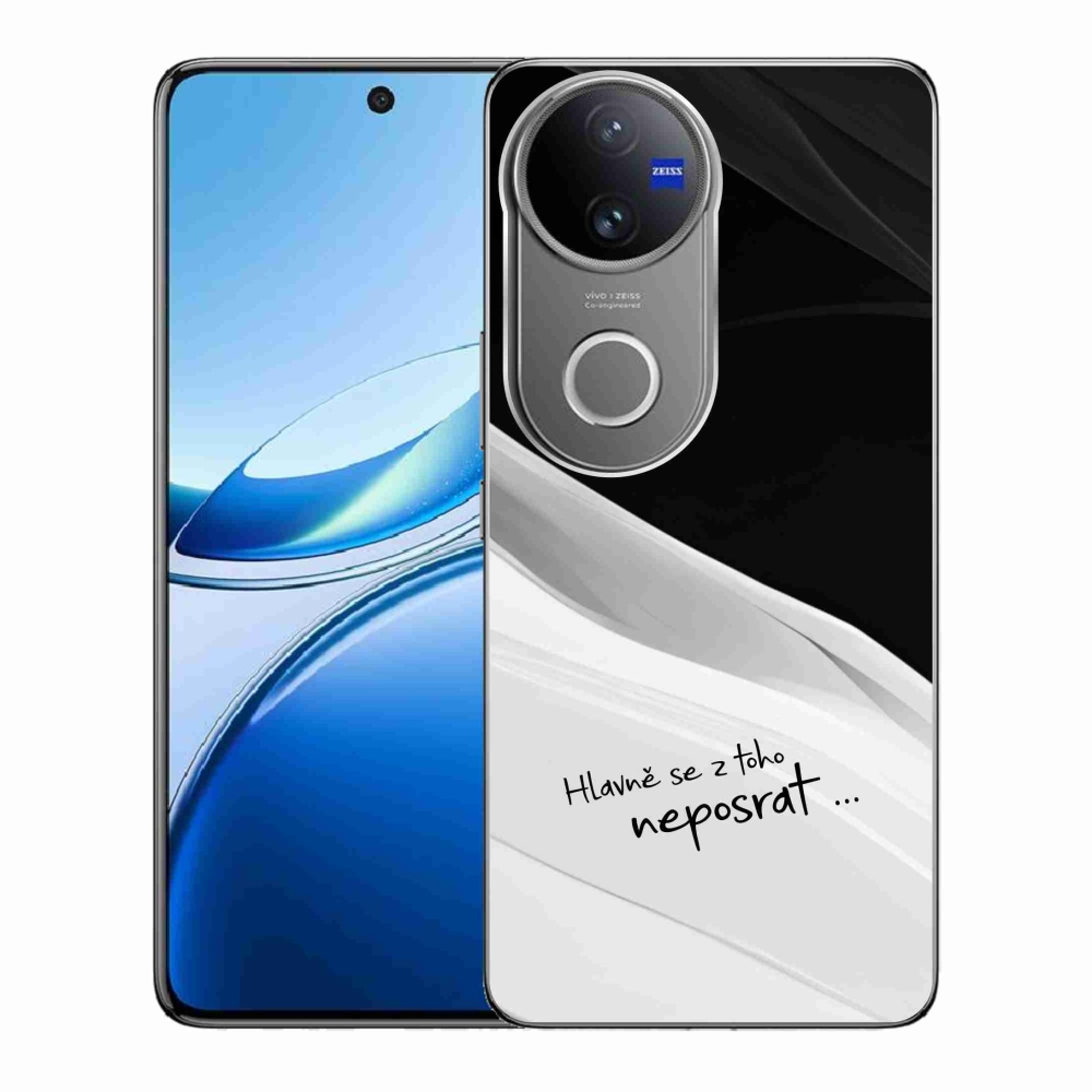 Gél borító mmCase a Vivo V50 5G készülékhez - vicces szöveg 13 fehér és fekete háttérrel