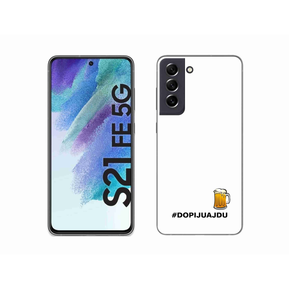 Gél borítás mmCase Samsung Galaxy S21 FE 5G - sör motívum 1 fehér háttér