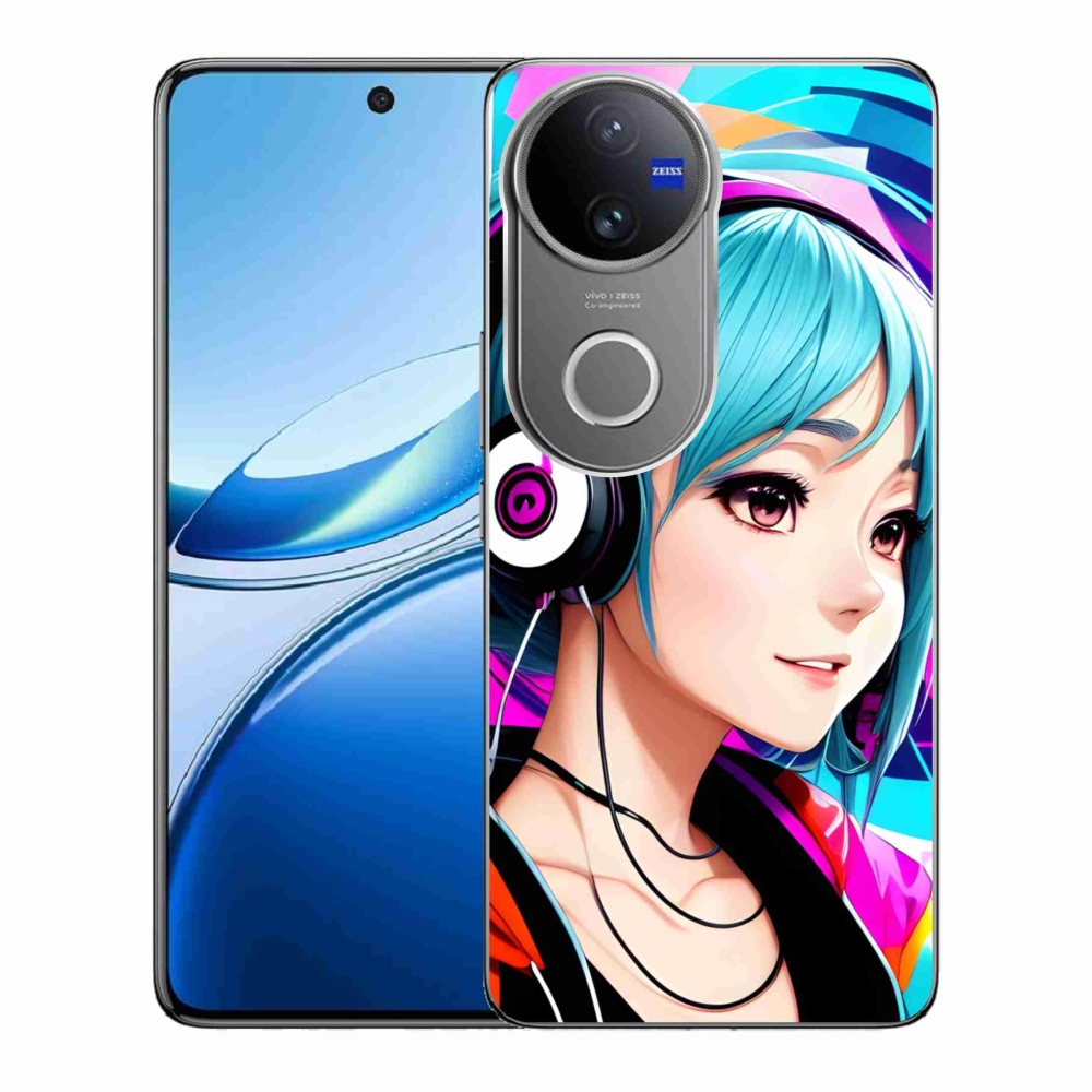 Gél borítás mmCase a Vivo V50 5G-n - lány fejhallgatóval