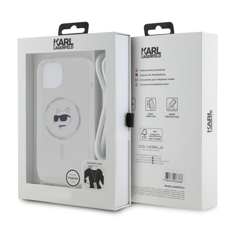 Karl Lagerfeld IML Crossbody Choupette Head Magsafe hátlap iPhone 15-hez átlátszó