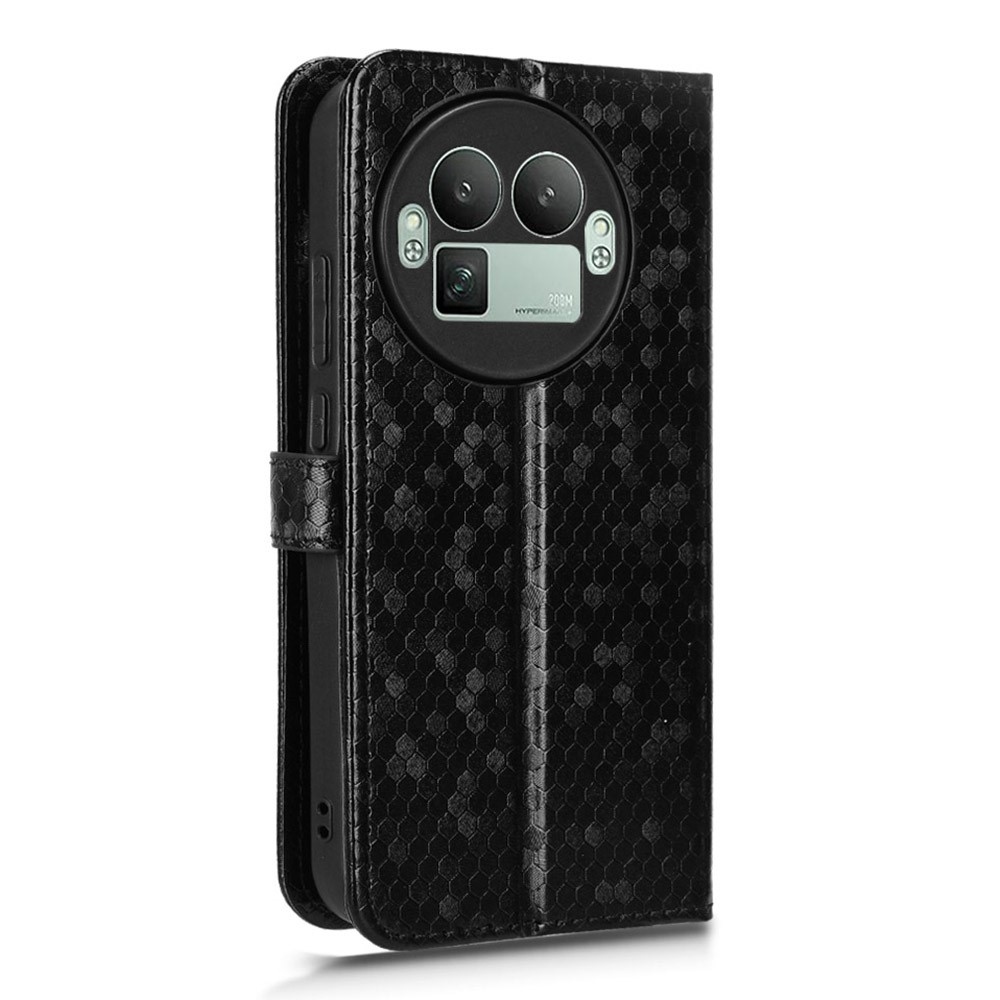 Pöttyös könyvtáska Realme GT 8 Pro 5G-hez - fekete