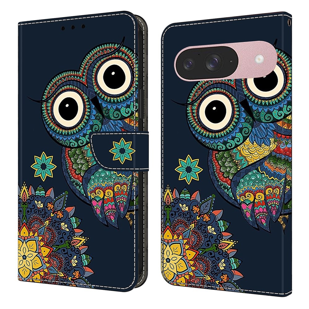 Sima könyvtáska Google Pixel 10 Pro/Pixel 10 - bagoly és mandala
