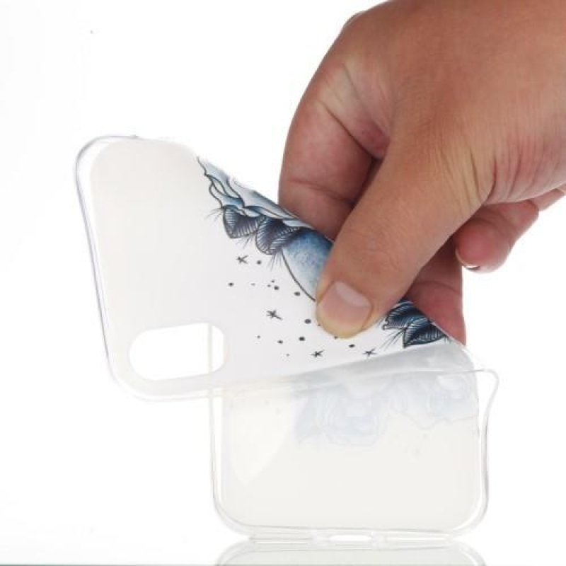 Gél tok iPhone X készülékhez - koponya és rózsa