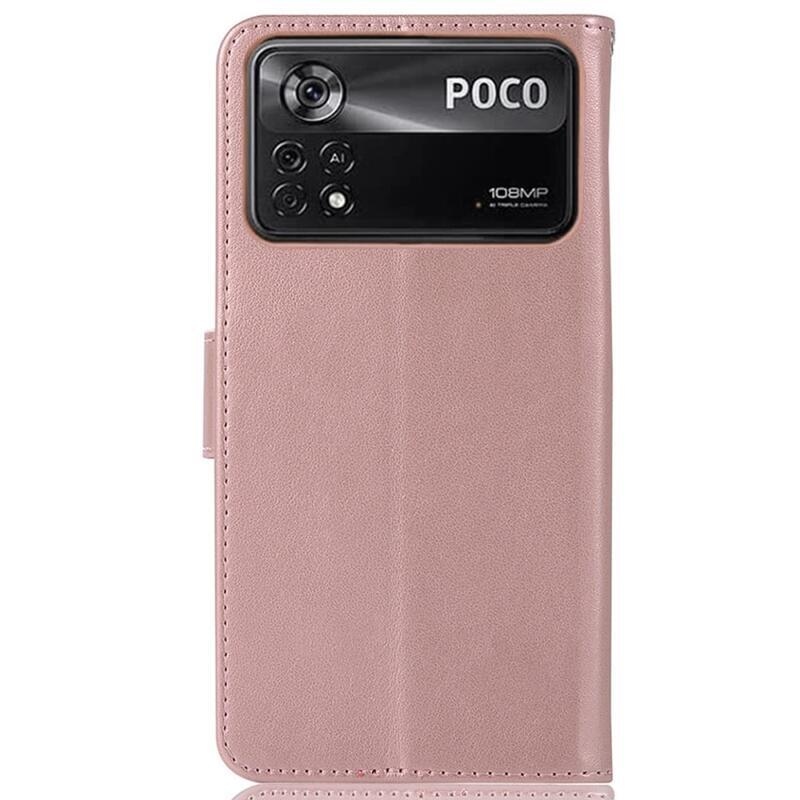 Álom PU bőr pénztárca tok Xiaomi Poco M4 Pro 4G - rózsaarany