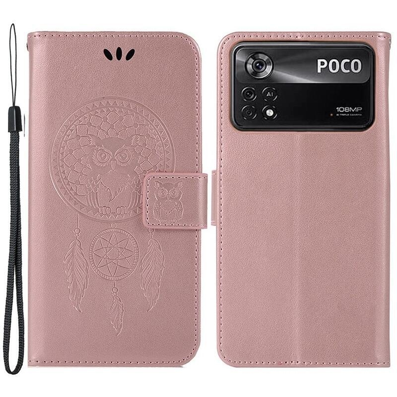 Álom PU bőr pénztárca tok Xiaomi Poco M4 Pro 4G - rózsaarany
