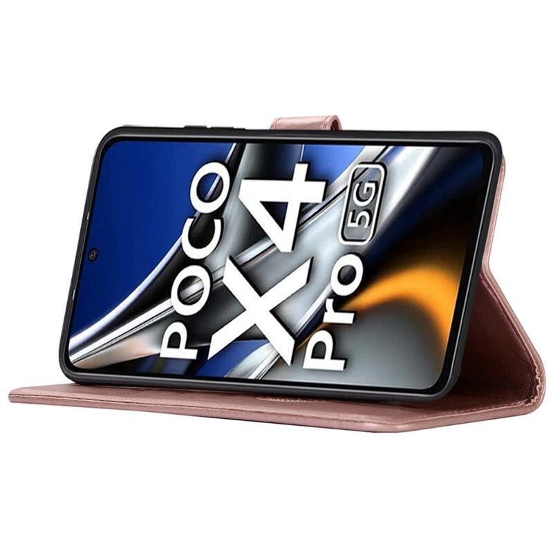 Álom PU bőr pénztárca tok Xiaomi Poco M4 Pro 4G - rózsaarany