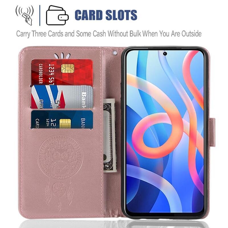 Álom PU bőr pénztárca tok Xiaomi Poco M4 Pro 5G/Redmi Note 11S 5G - rózsaarany