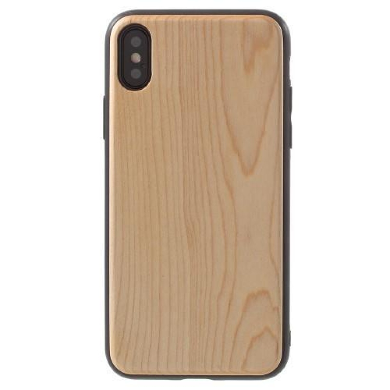 Fából készült hibrid tok iPhone X készülékhez - bézs