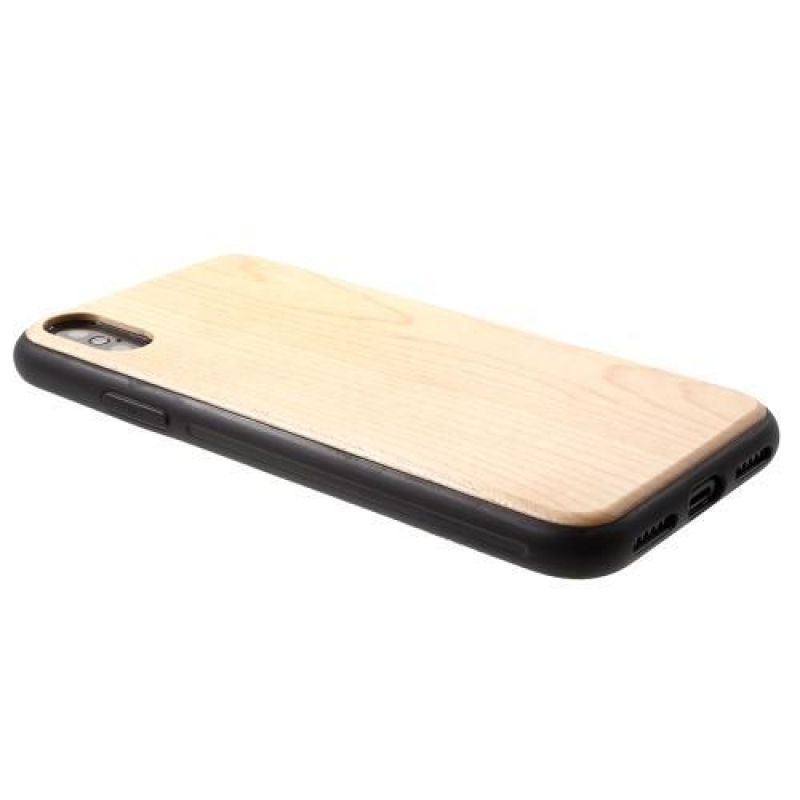 Fából készült hibrid tok iPhone X készülékhez - bézs