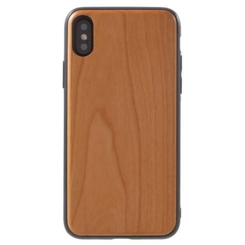 Fából készült hibrid tok iPhone X készülékhez - sötétbarna színben
