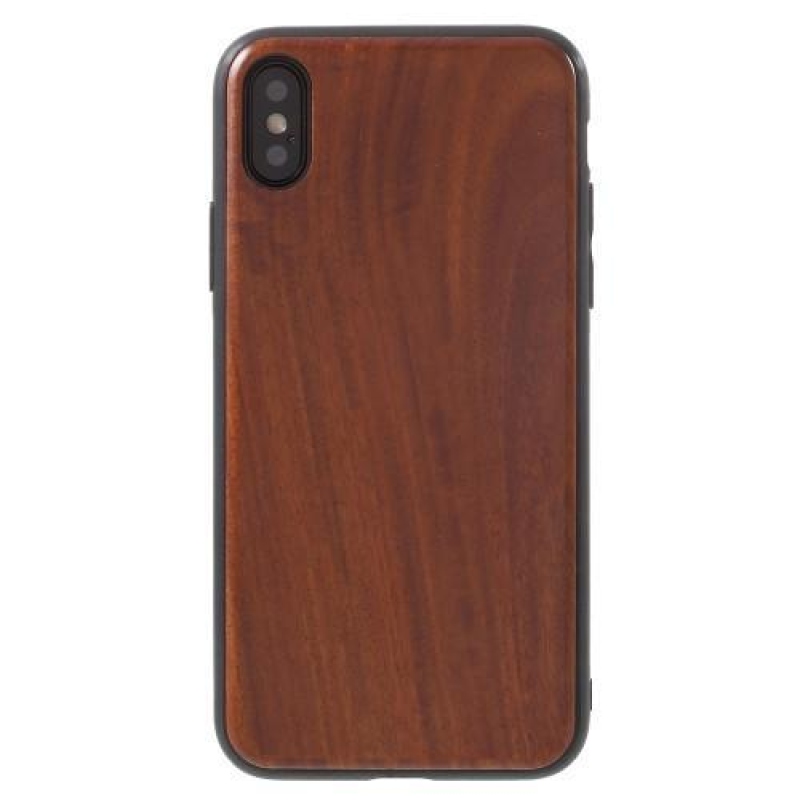 Fából készült hibrid tok iPhone X készülékhez - bordó színű