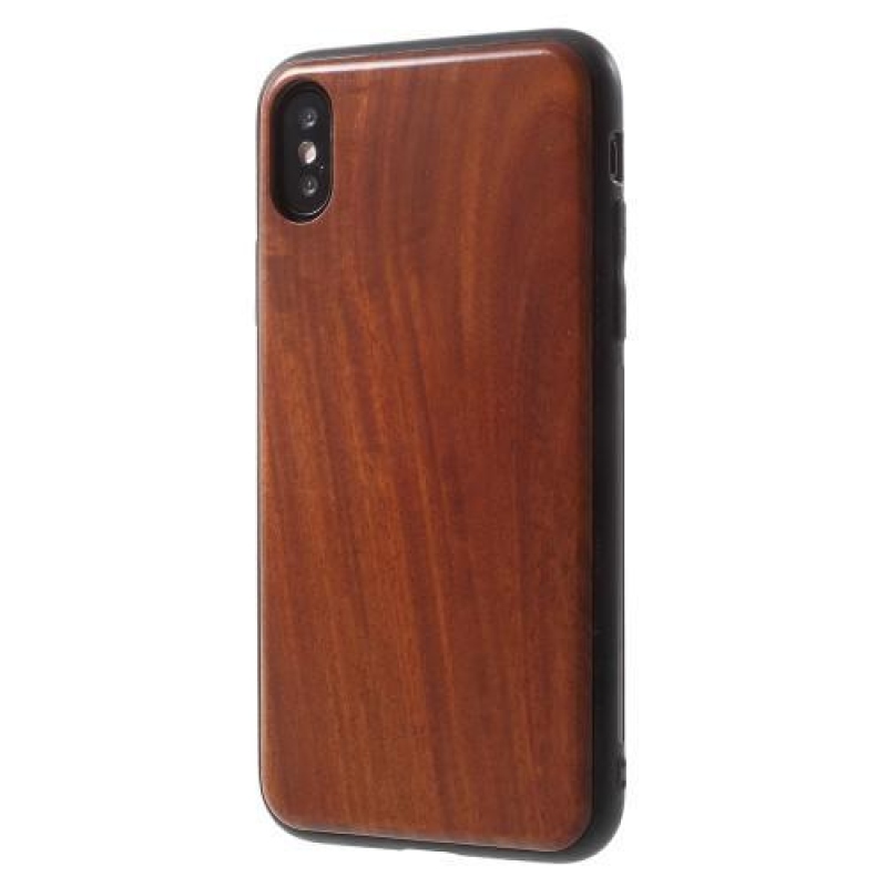 Fából készült hibrid tok iPhone X készülékhez - bordó színű
