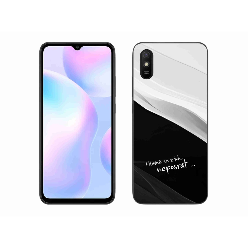 Gél borító mmCase a Xiaomi Redmi 9A számára - vicces szöveg 13 fekete és fehér háttérrel