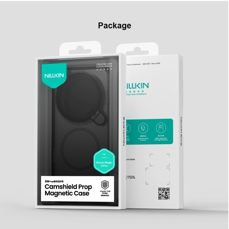 Nillkin CamShield Prop mágneses hátlap Honor Magic 8 Pro készülékhez, átlátszó, fekete