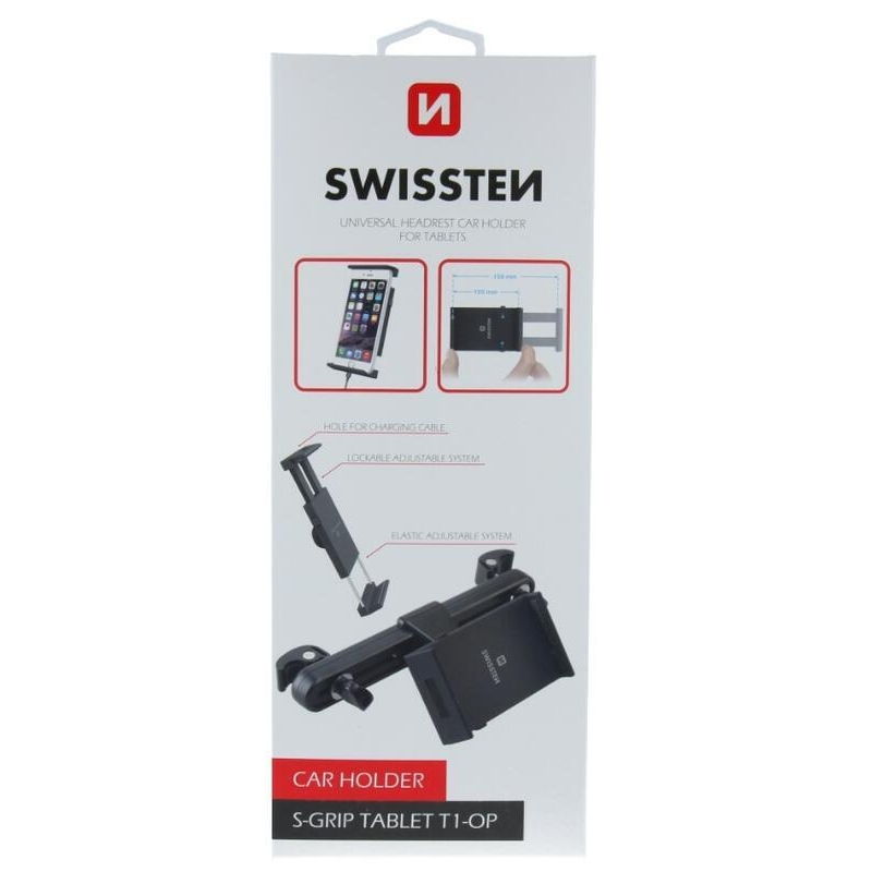 Swissten S-Grip T1-OP táblagéptartó az autó fejtámlájához - fekete színben