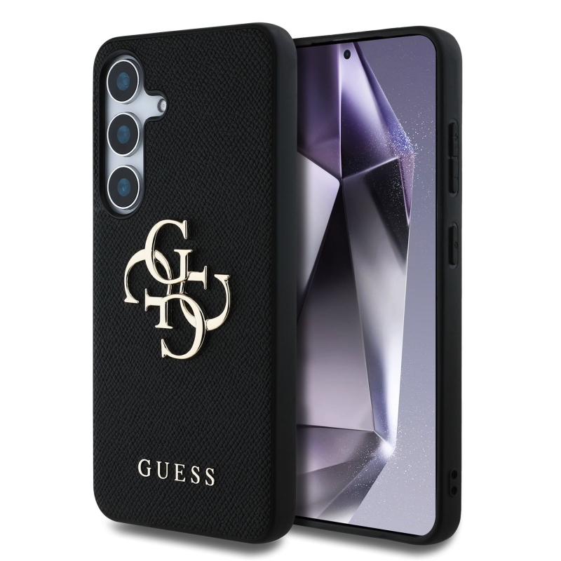 Guess PU szemcsés 4G fém logós hátlap Samsung Galaxy S25+ fekete