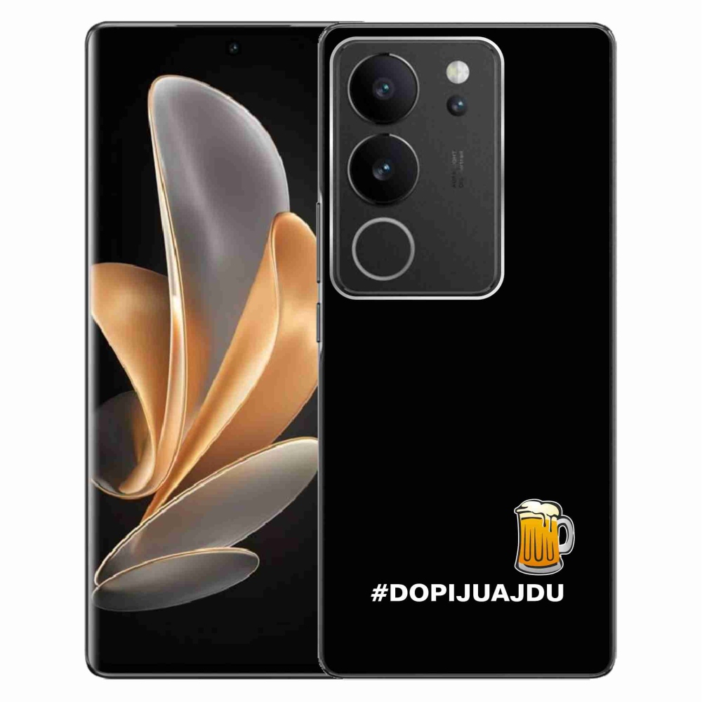 Gél borító mmCase a Vivo V29 5G-hez - sör motívum 1 fekete háttérrel